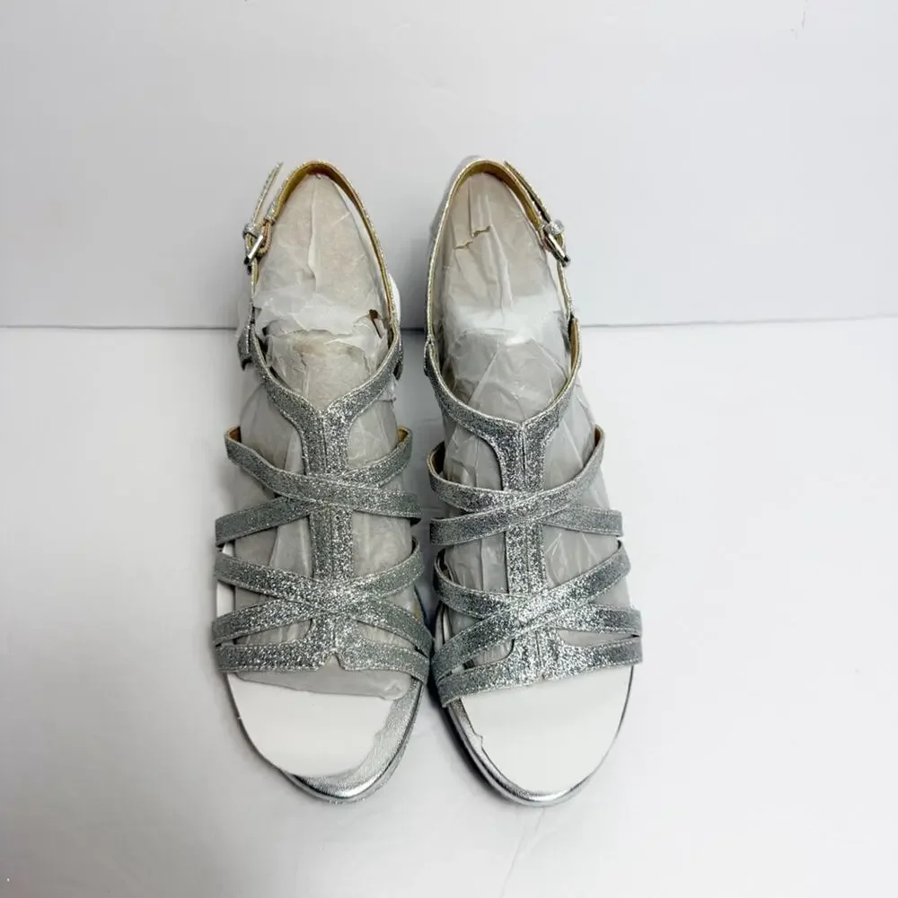 NATURALIZER BAYLOR WOMEN SANDAL SILVER GLITTER SIZE 7 BRAND NEW WITHOUT BOX - Picture 4 of 9